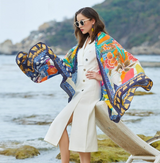 Anyyou 100% Mulberry Silk Blue Scarf Women Luxury Long Shawl – Beach Wear, Swimwear Cover Up, Pashmina Face Shield Foulard Fashion Accessory