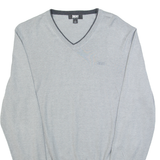 DKNY Golf Mens Jumper Grey V-Neck Tight Knit L