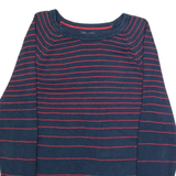 TOMMY HILFIGER Mens Patterned Jumper Blue Striped Tight Knit XL