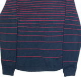 TOMMY HILFIGER Mens Patterned Jumper Blue Striped Tight Knit XL