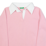 BENETTON Womens Jumper Pink Collared Tight Knit Wool M