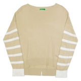 BENETTON Womens Jumper Beige Tight Knit L