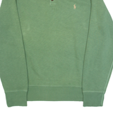 POLO RALPH LAUREN Mens Jumper Green Button Neck Tight Knit L