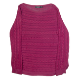 RALPH LAUREN Womens Jumper Purple Cable Knit L