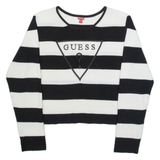 GUESS Womens Patterned Jumper White Striped Tight Knit L