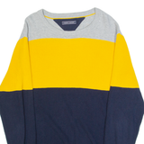 TOMMY HILFIGER Mens Jumper Blue Waffle Knit XL