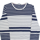 TOMMY HILFIGER Womens Patterned Jumper Blue Striped Tight Knit XS