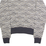 REED ST JAMES Mens Patterned Jumper Grey Diamond Crew Neck 90s M