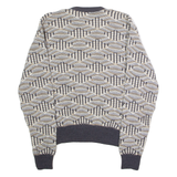 REED ST JAMES Mens Patterned Jumper Grey Diamond Crew Neck 90s M