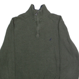 NAUTICA Mens Jumper Green 1/4 Zip Tight Knit M