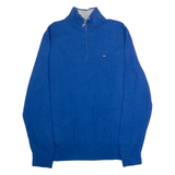 TOMMY HILFIGER Mens Jumper Blue 1/4 Zip Tight Knit L