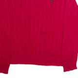 CHAPS Mens Jumper Red Crew Neck Cable Knit L