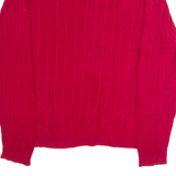CHAPS Mens Jumper Red Crew Neck Cable Knit L