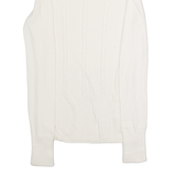 TOMMY HILFIGER Womens Jumper White Roll Neck Cable Knit XS