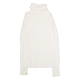 TOMMY HILFIGER Womens Jumper White Roll Neck Cable Knit XS