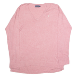 POLO RALPH LAUREN Womens Jumper Red V-Neck Tight Knit XL