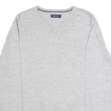 NAUTICA Mens Jumper Grey V-Neck Tight Knit M