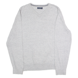 NAUTICA Mens Jumper Grey V-Neck Tight Knit M