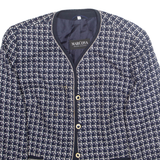 MARCONA Womens Blazer Jacket Blue Wool Crazy Pattern M
