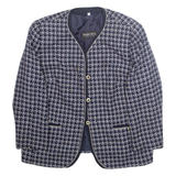 MARCONA Womens Blazer Jacket Blue Wool Crazy Pattern M