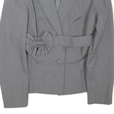 Belted Womens Blazer Jacket Grey M