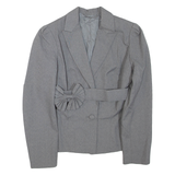 Belted Womens Blazer Jacket Grey M