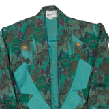 Womens Blazer Jacket Green Crazy Pattern M