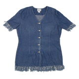 MODESARA Short Sleeved Womens Denim Jacket Blue XL