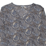 MONTEGO Womens Printed Top Blue V-Neck 3/4 Sleeve Paisley XL