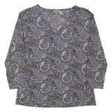 MONTEGO Womens Printed Top Blue V-Neck 3/4 Sleeve Paisley XL