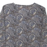 MONTEGO Womens Printed Top Blue V-Neck 3/4 Sleeve Paisley XL