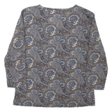 MONTEGO Womens Printed Top Blue V-Neck 3/4 Sleeve Paisley XL
