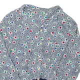 Womens Printed Blouse White V-Neck Long Sleeve Spotted M