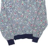 Womens Printed Blouse White V-Neck Long Sleeve Spotted M