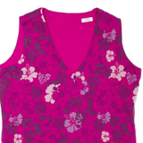 Womens Printed Top Pink V-Neck Sleeveless Floral L