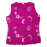 Womens Printed Top Pink V-Neck Sleeveless Floral L