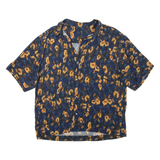 Womens Printed Shirt Blue V-Neck Floral L