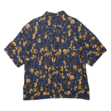 Womens Printed Shirt Blue V-Neck Floral L