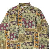 Womens Printed Shirt Orange Collared Long Sleeve Crazy Pattern L