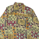 Womens Printed Shirt Orange Collared Long Sleeve Crazy Pattern L
