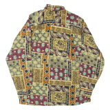 Womens Printed Shirt Orange Collared Long Sleeve Crazy Pattern L