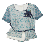 BONAVITO Womens Blouse Top Green Floral S