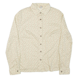 Womens Printed Shirt Beige Collared Long Sleeve Floral M