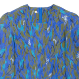 Womens Puff Sleeve Blouse Blue Long Sleeve L