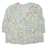 MODIANA Womens Printed Blouse Green V-Neck Long Sleeve Floral UK 20