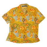 IMPRESSIONS Womens Printed Shirt Orange Collared Floral S