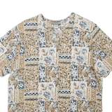 NOTATIONS Womens Printed Top Brown V-Neck Floral M