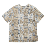 NOTATIONS Womens Printed Top Brown V-Neck Floral M