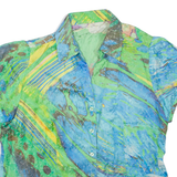 Womens Printed Shirt Green V-Neck Crazy Pattern M