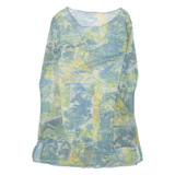 Sheer Womens Printed Top Green Long Sleeve Crazy Pattern M